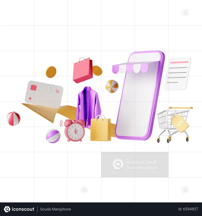 Shopping en ligne  3D Illustration