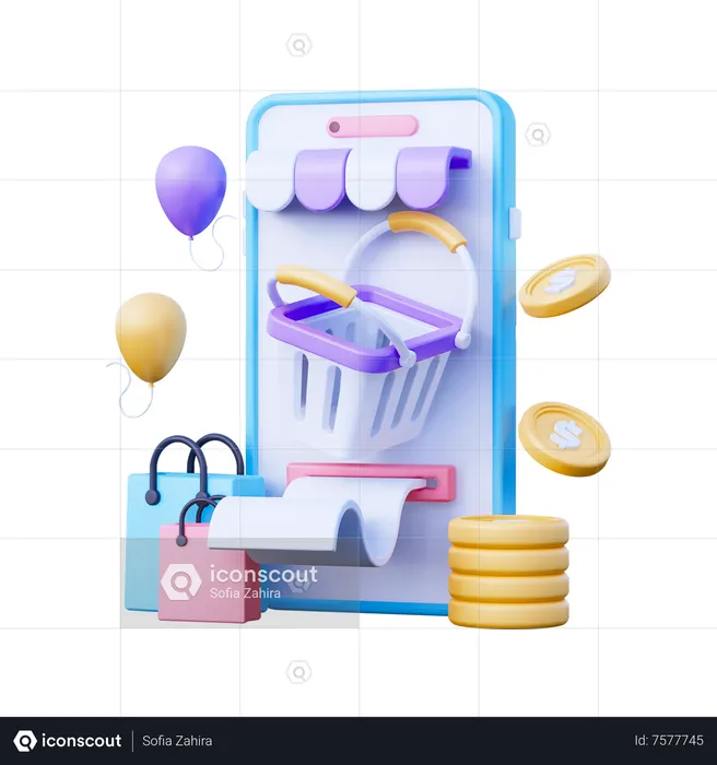 Shopping en ligne  3D Illustration