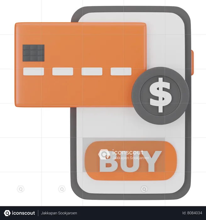 Carte de crédit pour achats mobiles  3D Icon