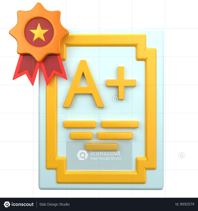 Achievement Certificate  3D Icon