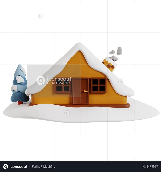 Casa aconchegante no país das maravilhas do inverno  3D Icon