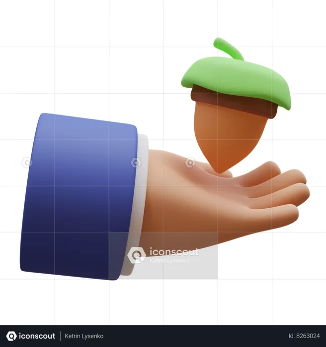 Acorn In Hand  3D Icon