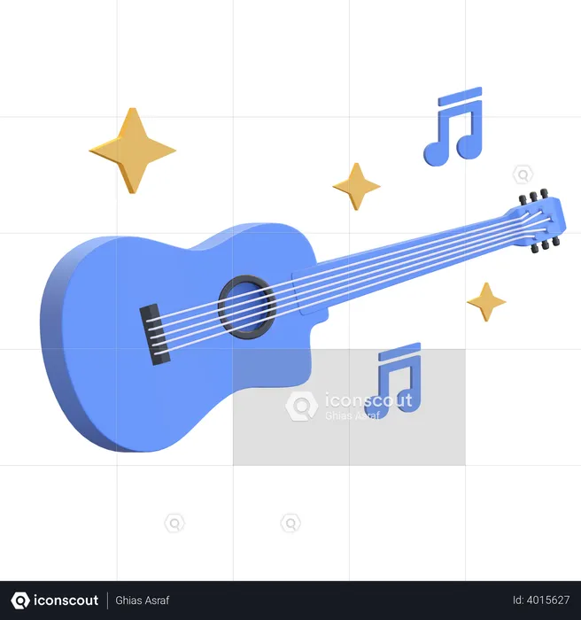 Acoustic guitar  3D Illustration