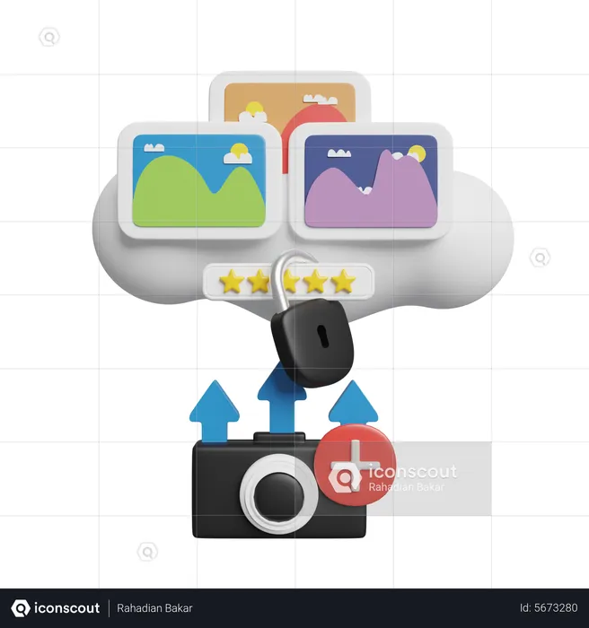 Add Image To Cloud  3D Icon