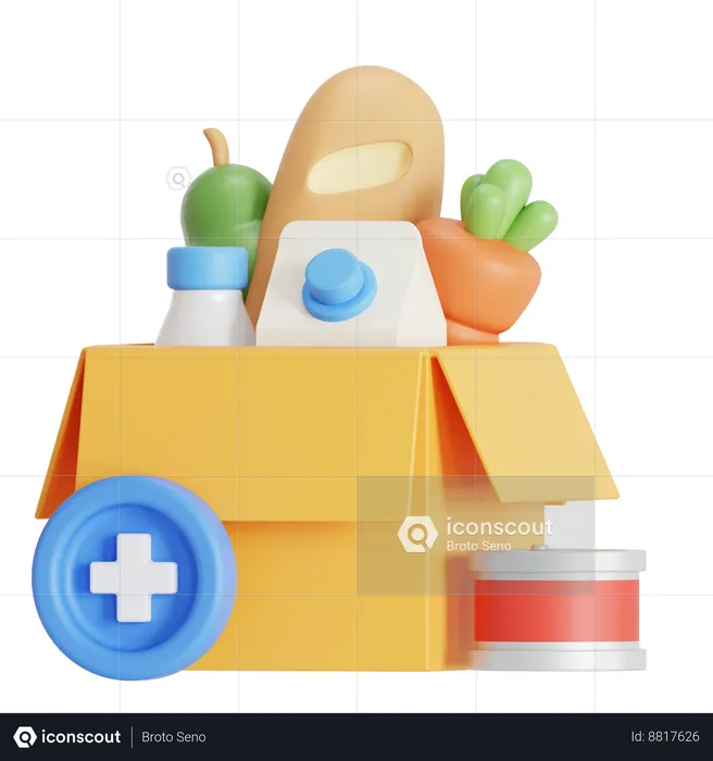 Add items in shopping box  3D Icon