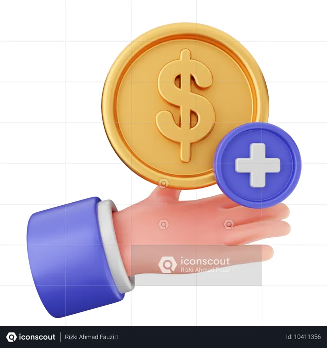 Add Money Dollar  3D Icon