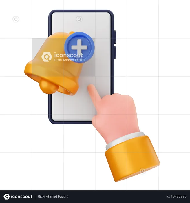 알림 추가 스마트폰  3D Icon