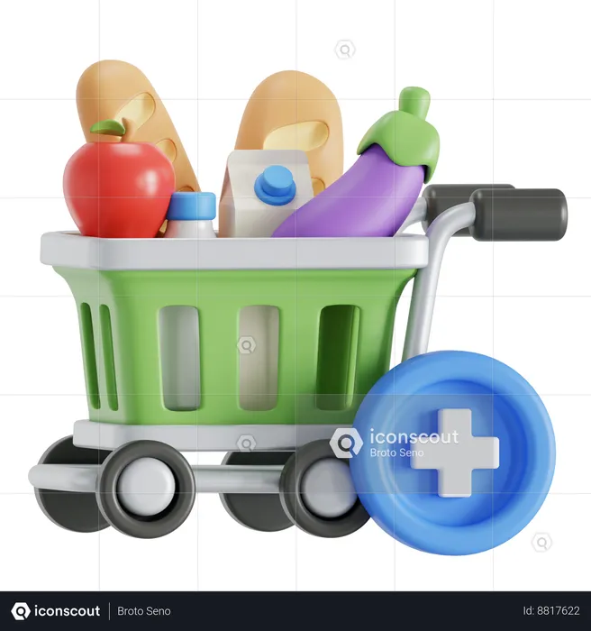 Add the items in shopping trolley  3D Icon