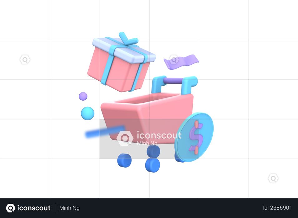 Adding gift in cart 3D Illustration