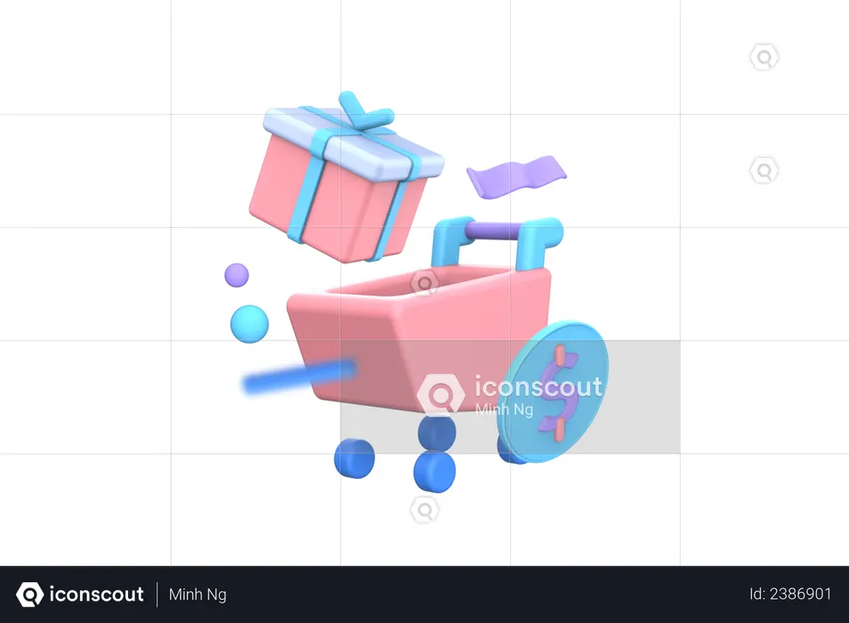 Adding gift in cart  3D Illustration