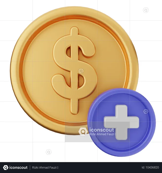 Adicionar moeda dólar  3D Icon