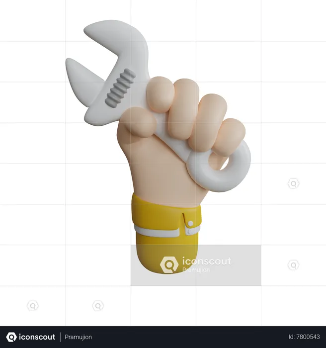 Adjustable Wrench In Hand  3D Icon