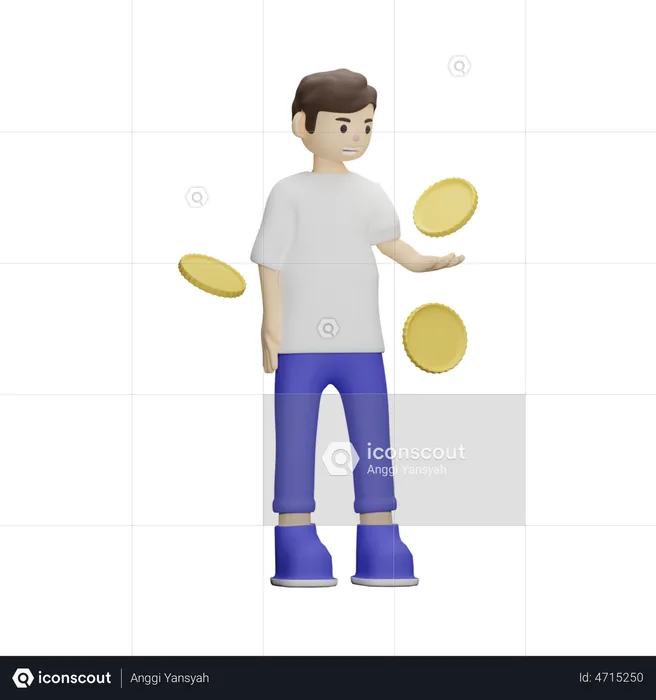 Adolescente con moneda  3D Illustration
