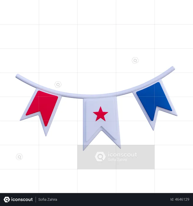 Adorno de bandera  3D Illustration