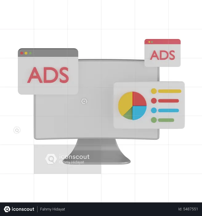 Ads Analysis Chart  3D Icon