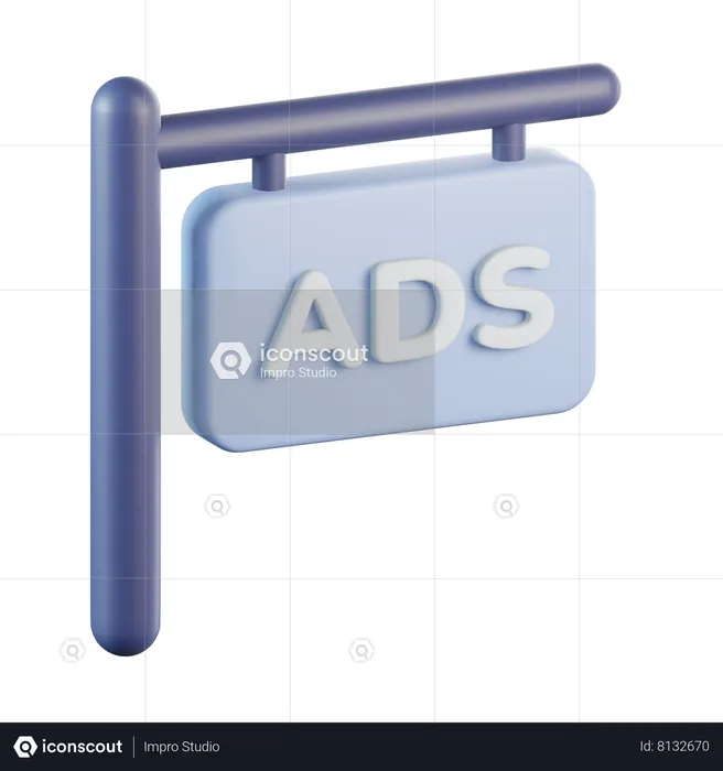 Ads Hanging Signboard  3D Icon