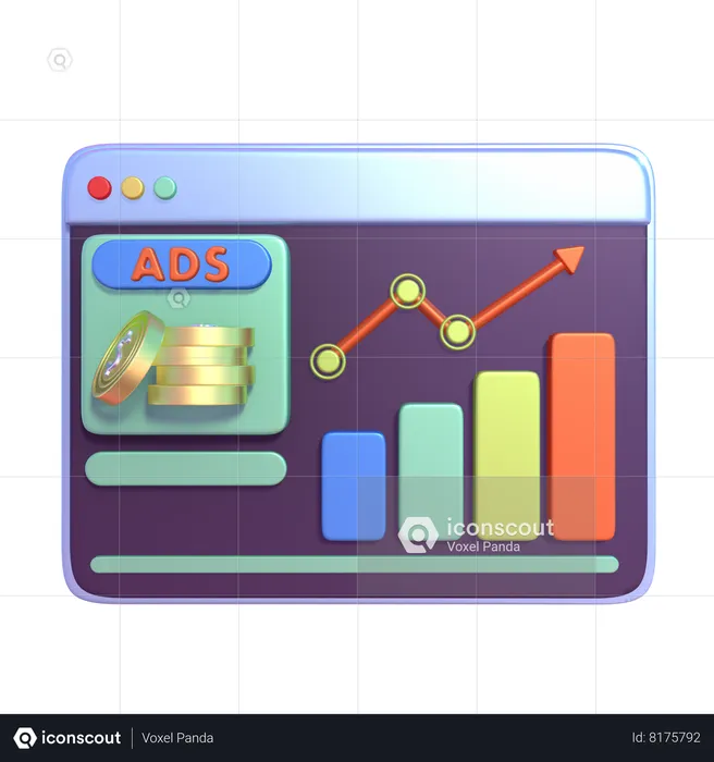 Ads Revenue Chart  3D Icon