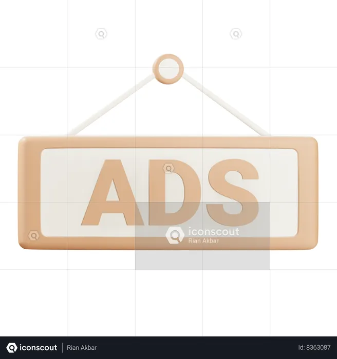 Ads Sign  3D Icon