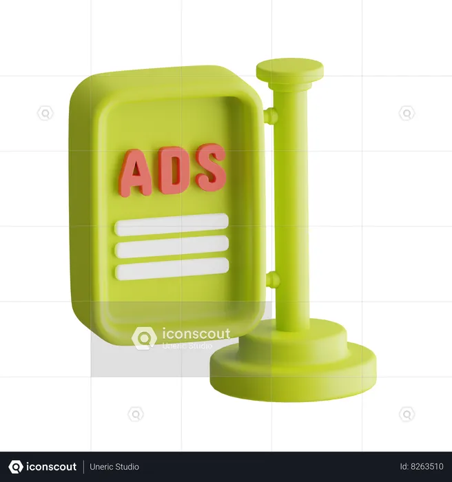 Ads Signboard  3D Icon
