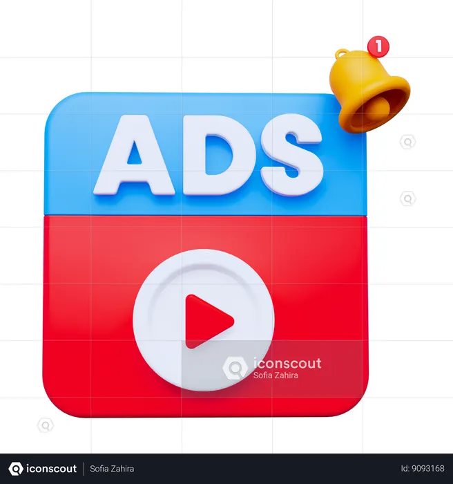 Ads Video  3D Icon