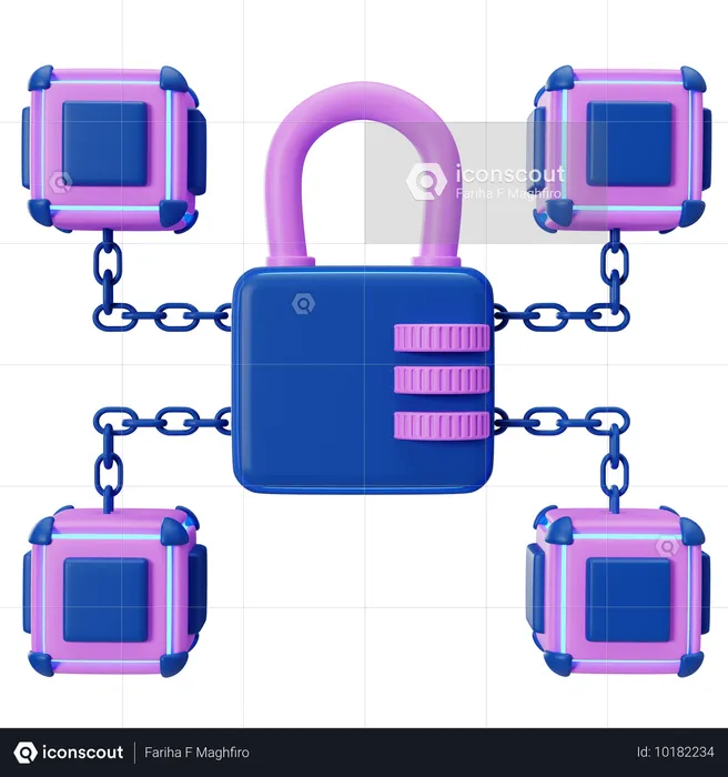 高度なブロックチェーンセキュリティソリューション  3D Illustration