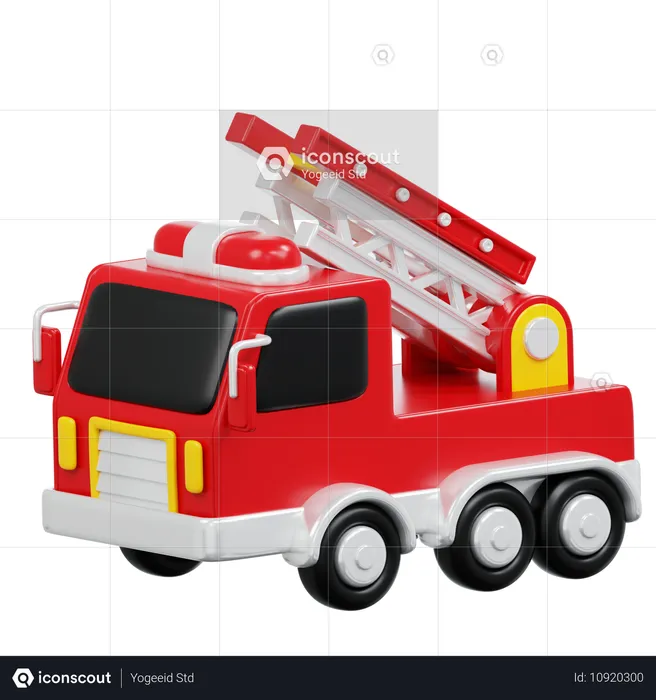 Aerial Ladder Truck  3D Icon