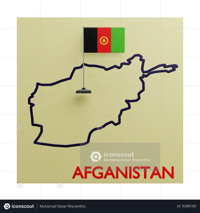 Afganistan map Flag 3D Icon