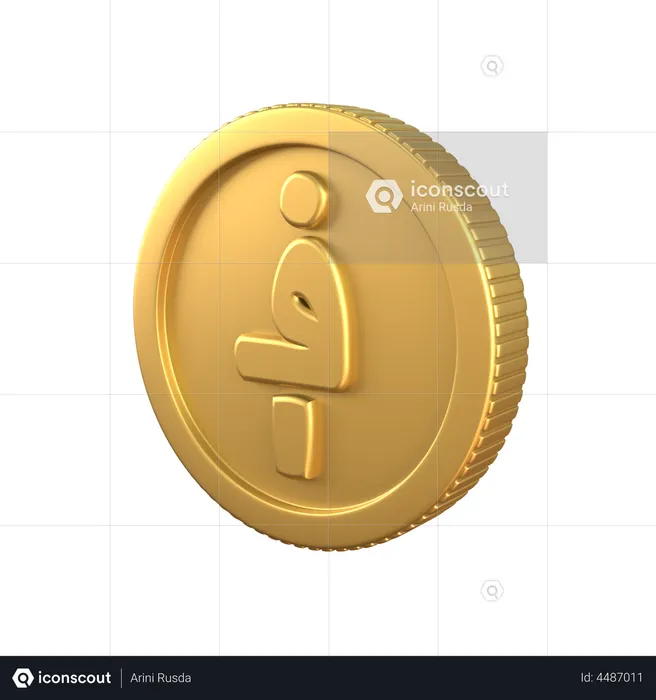 Afghani Gold Coin  3D Icon