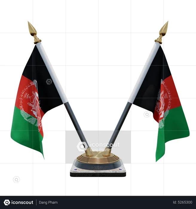 Afghanistan Double (V) Desk Flag Stand Flag 3D Icon