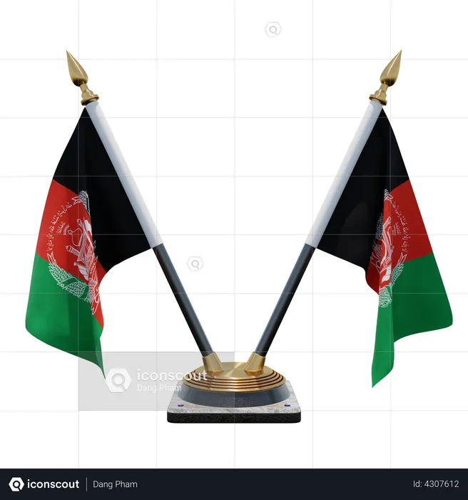 Doppelter Tischflaggenständer für Afghanistan Flag 3D Flag