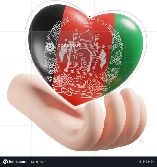 Afghanistan Flag Heart Hand Care Flag 3D Icon