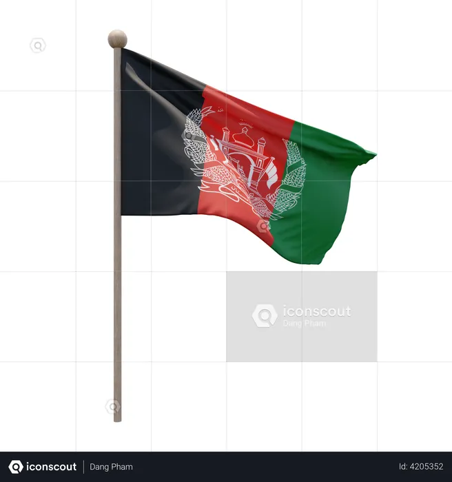 Afghanistan Flag Pole  3D Illustration