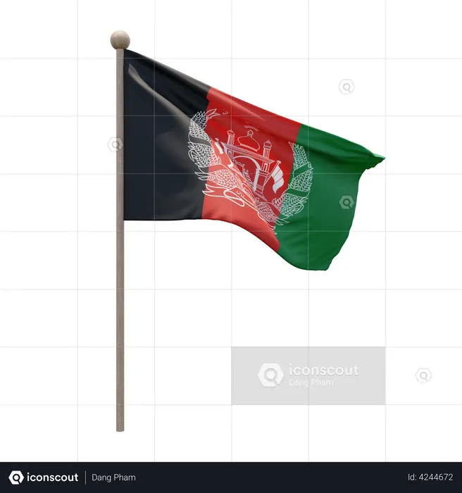 Afghanistan Flagpole Flag 3D Illustration