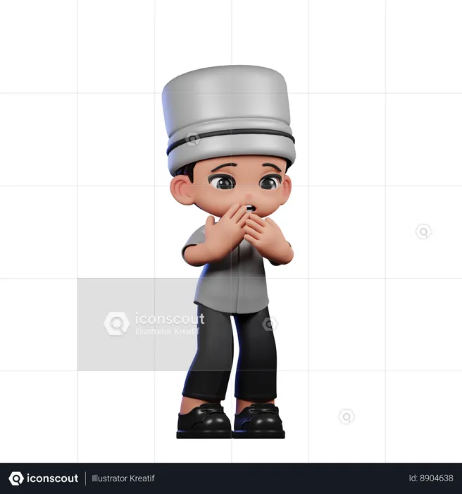 Afraid Cute Chef  3D Illustration