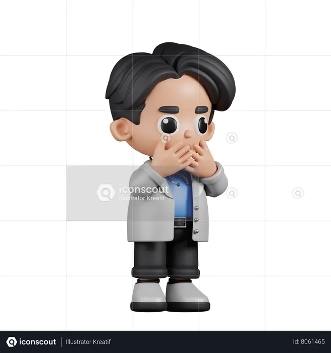 Afraid Doctor  3D Icon