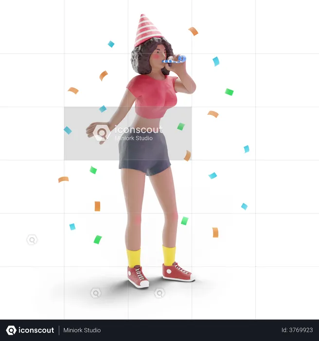 African american teenage girl celebrating party  3D Illustration