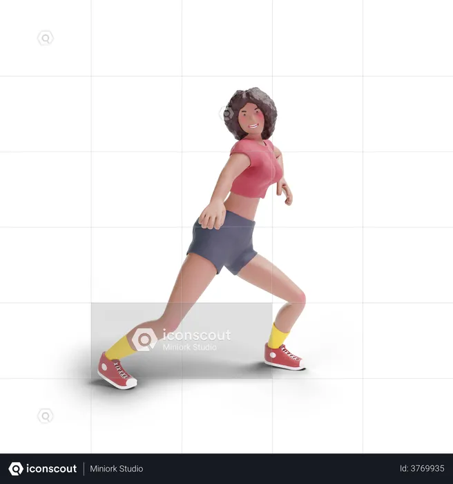 African american teenage girl dancing  3D Illustration