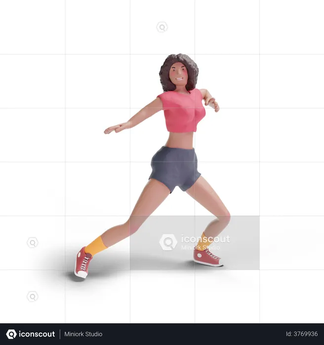 African american teenage girl dancing  3D Illustration