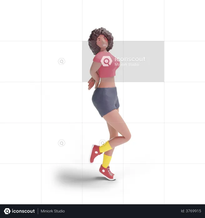 African american teenage girl standing  3D Illustration