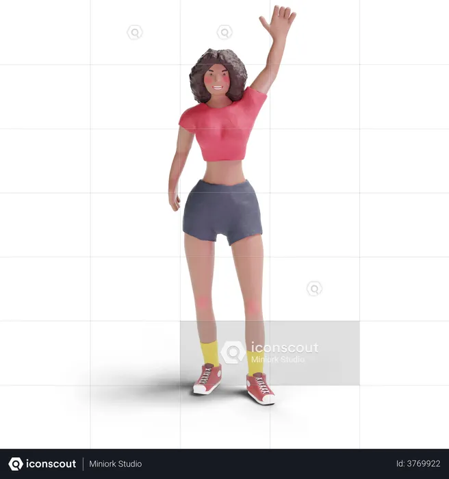 African american teenage girl waving hand  3D Illustration