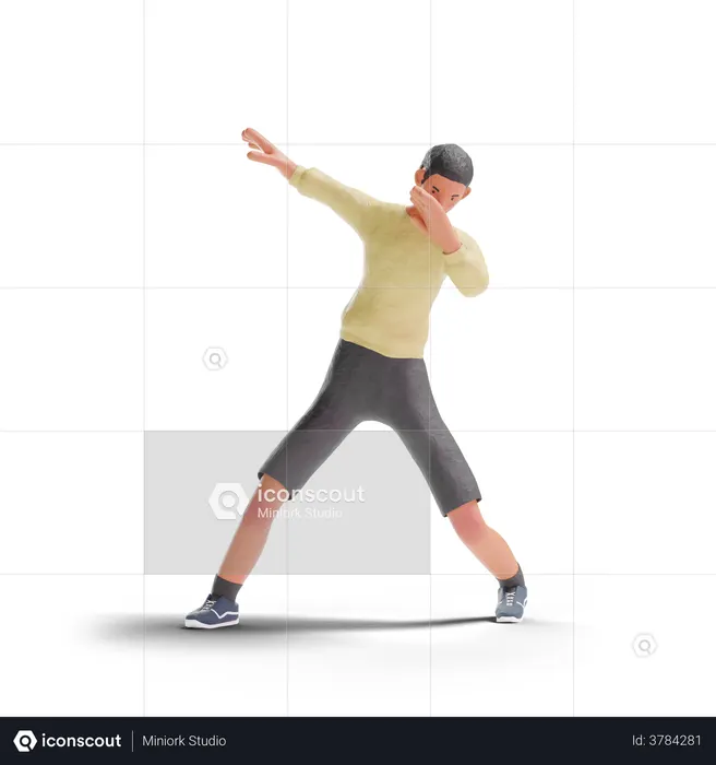 African American teenager boy dabbing  3D Illustration