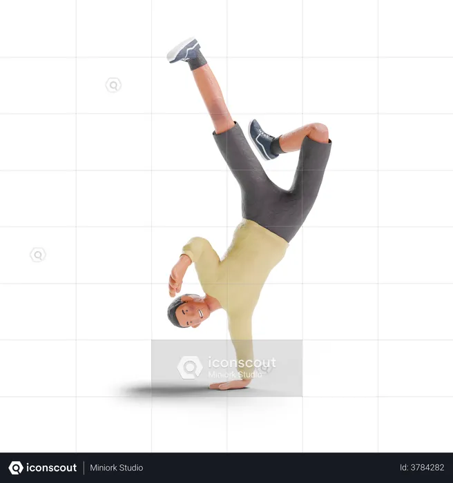 African American teenager boy dancing  3D Illustration