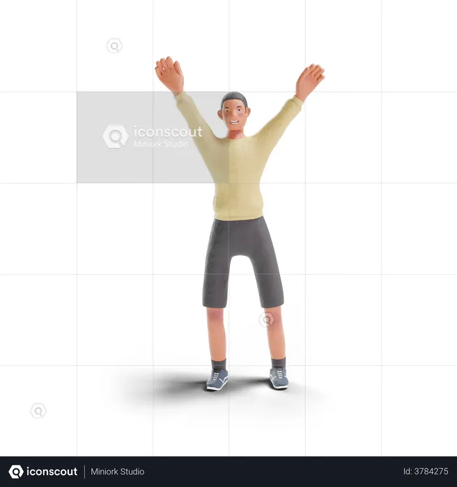 African American teenager boy double hand wave gesture  3D Illustration