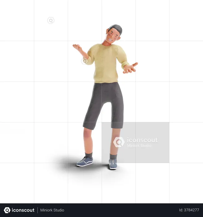 African American teenager boy shrugging shoulders  3D Illustration
