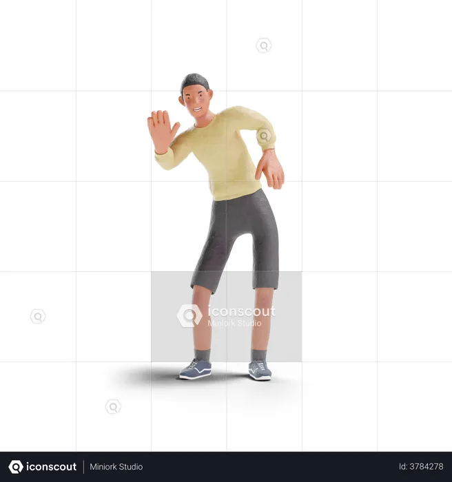 African American teenager boy waving  3D Illustration