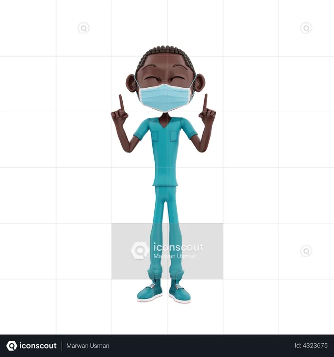 African nurse raising fingers  3D Illustration