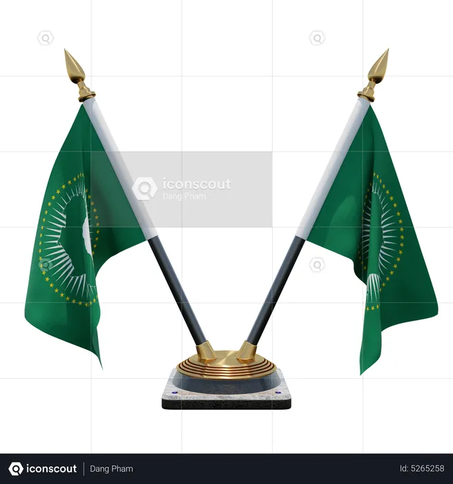 African Union Double (V) Desk Flag Stand Flag 3D Icon