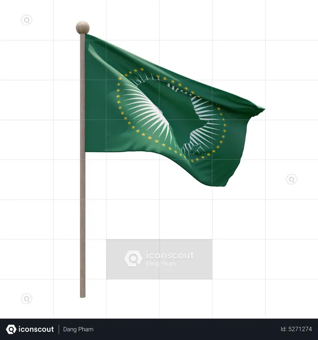African Union Flagpole Flag 3D Icon