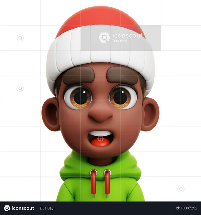 MENINO AFRO COM CAPUZ VERDE  3D Icon