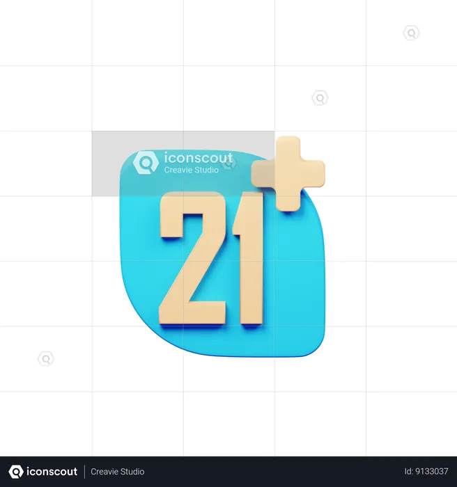 Age Restriction 21 Plus  3D Icon